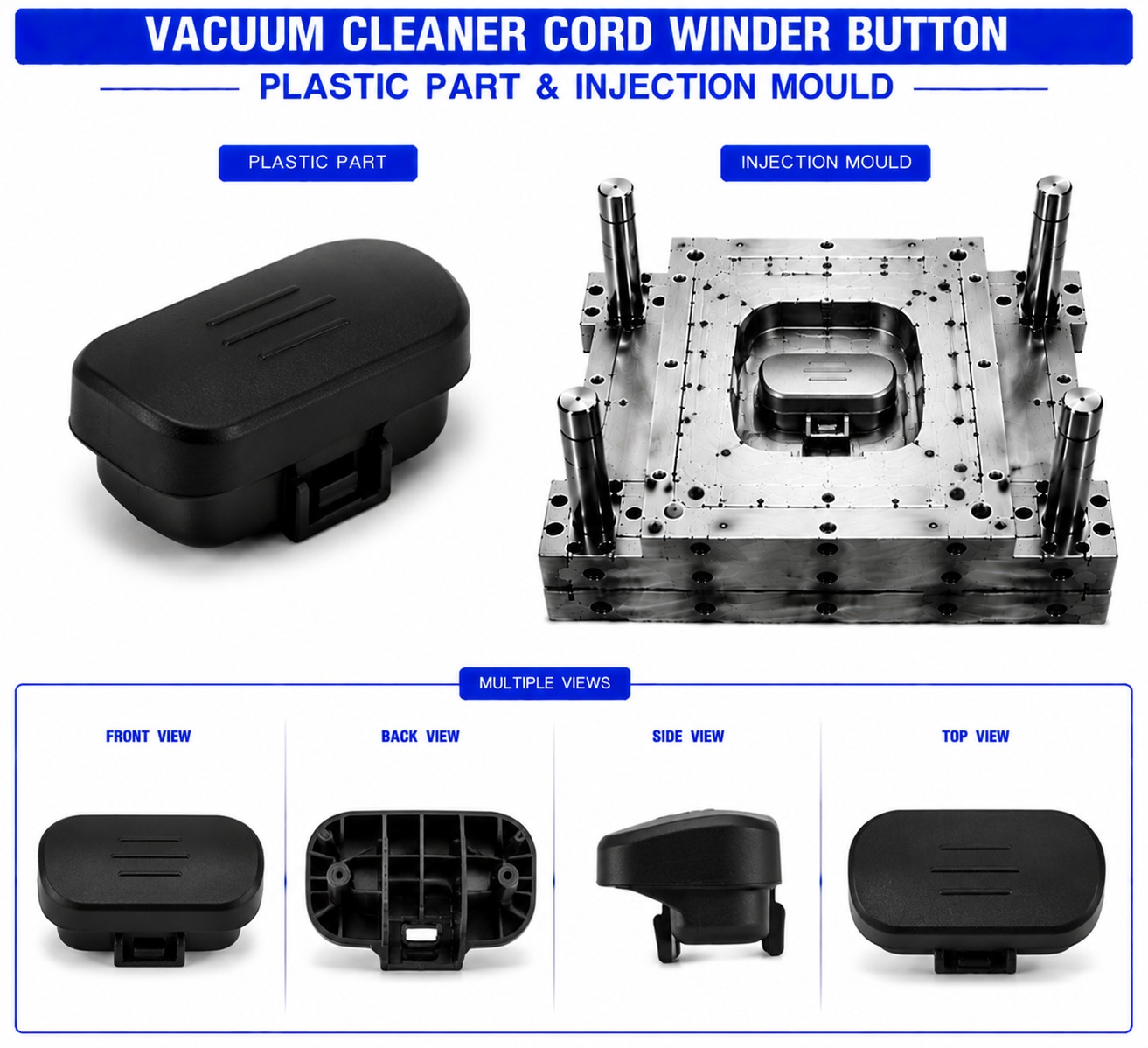 Vacuum Cleaner Plastic Cord Winder Button